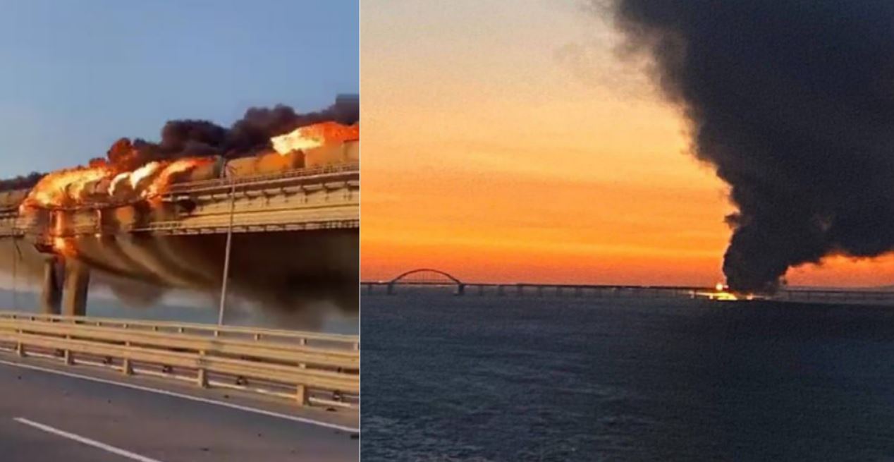 VIDEO. Cadou de ziua lui Putin? Podul care leagă Crimeea de Rusia, în flăcări!