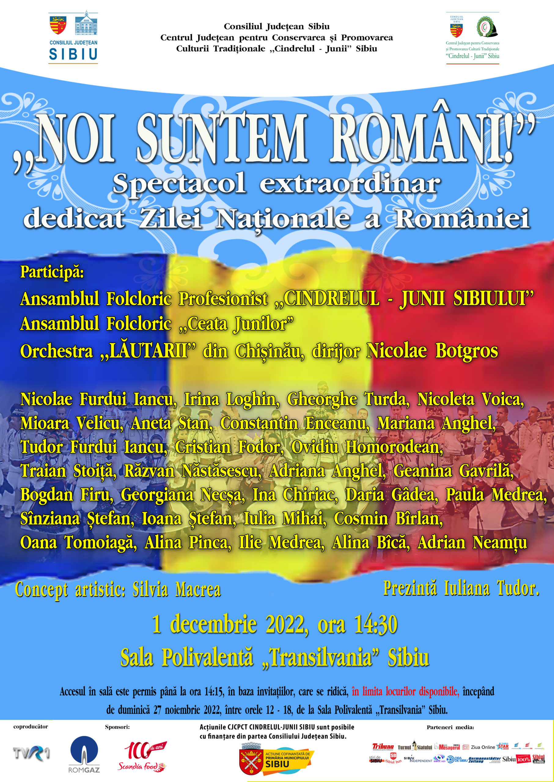 „Noi suntem români!” ,spectacol extraordinar la Sibiu, în direct pe TVR1 și live pe internet