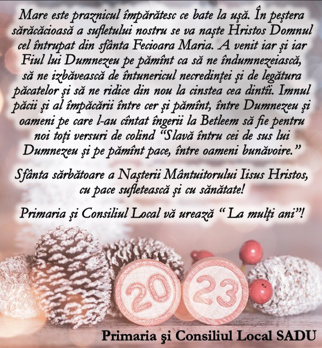 Mesaj emoționant de Crăciun din partea lui Valentin Ivan, primarul comunei Sadu